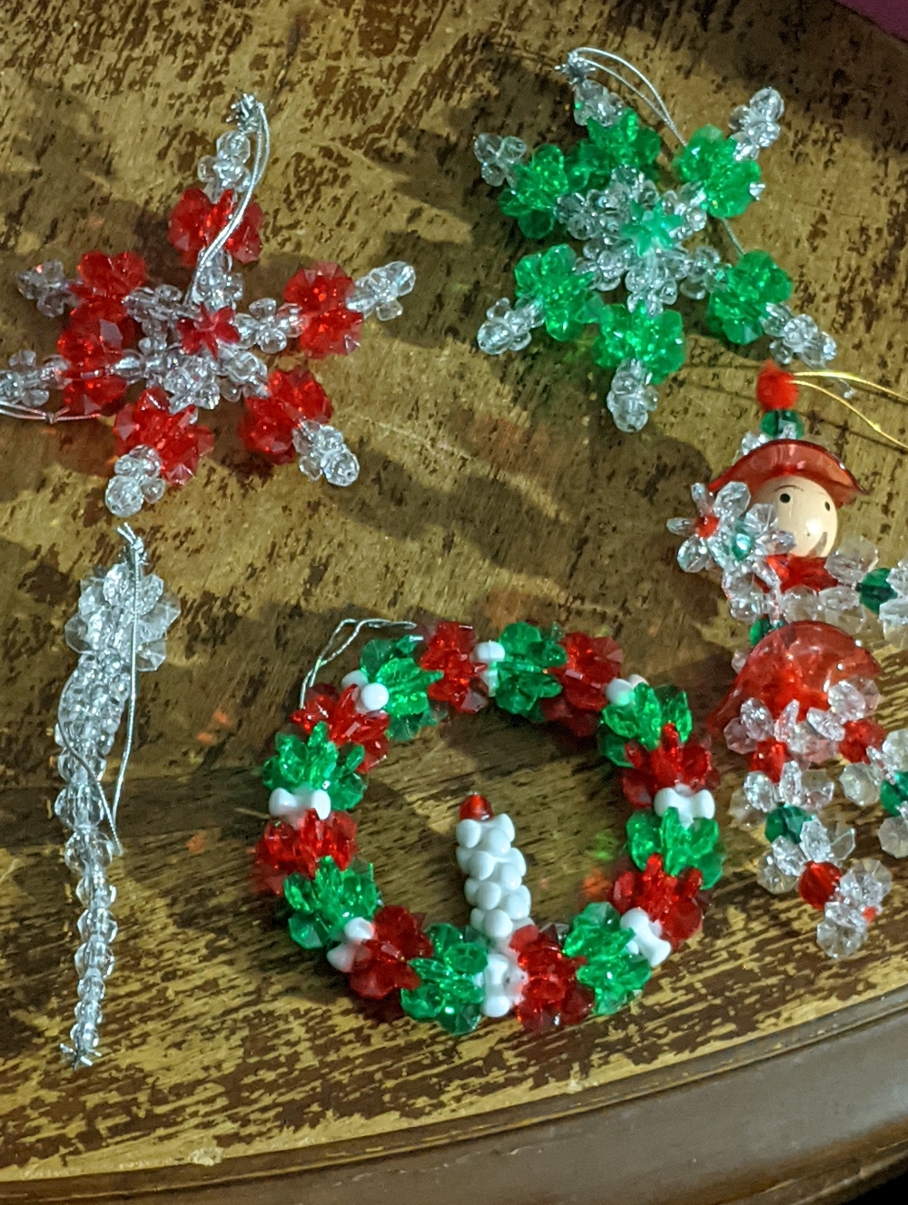 Vintage Beaded Christmas Ornaments (Set of 5)